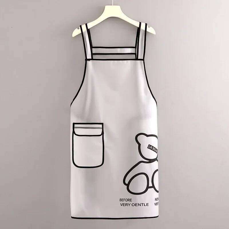 Kitchen Waterproof Apron Transparent Ladies Men Home Wipeable Oil Resistant Baking Accessories BBQ Restaurant Cafe Aprons S260205 533