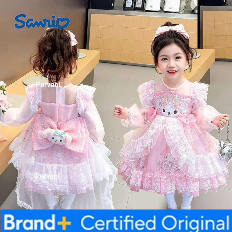 Sanrio Cute Cinnamoroll My Melody Girls Dres Lolita Role Play Spring Autumn Anime Princess Skirt Fashion Kawaii Birthday Festival Gift H260206 - view 5