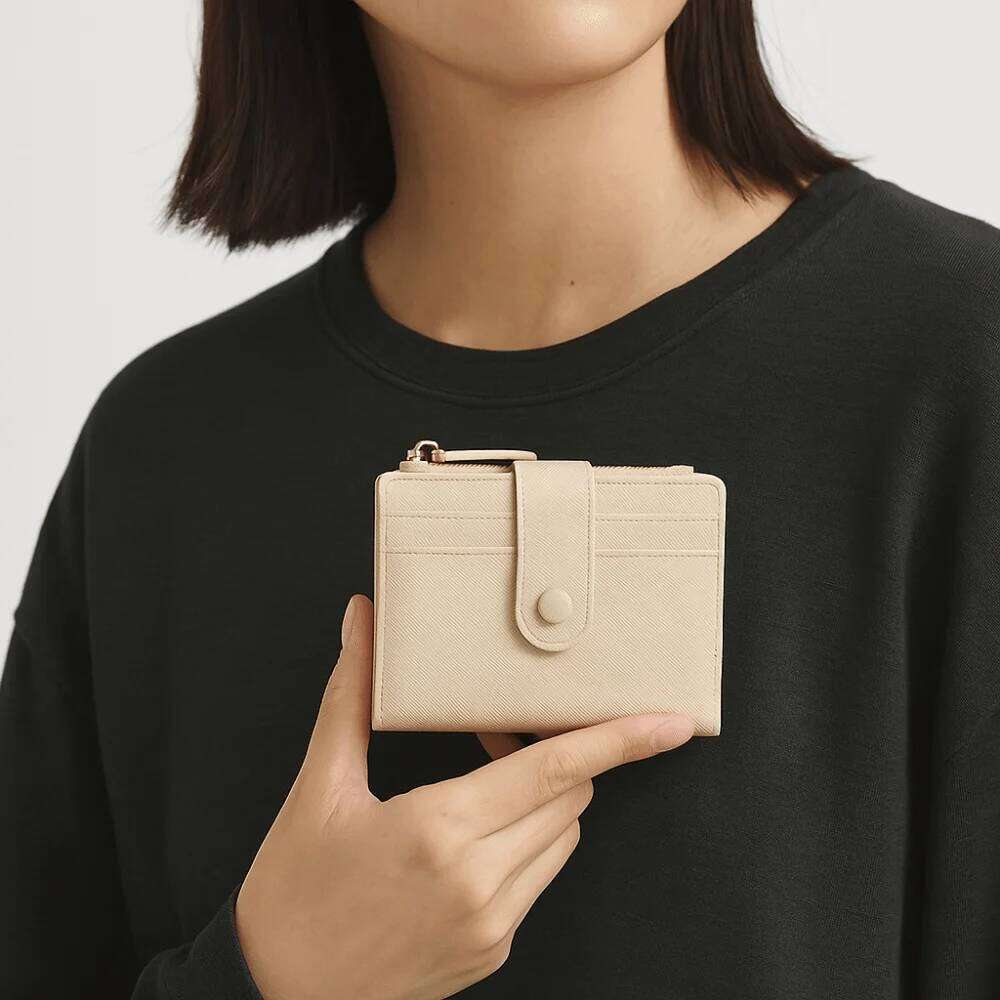 Portable PU Leather Short Multi-card Foldable Two Fold Wallet Zipper Large Capacity Card Holder Women Y260206