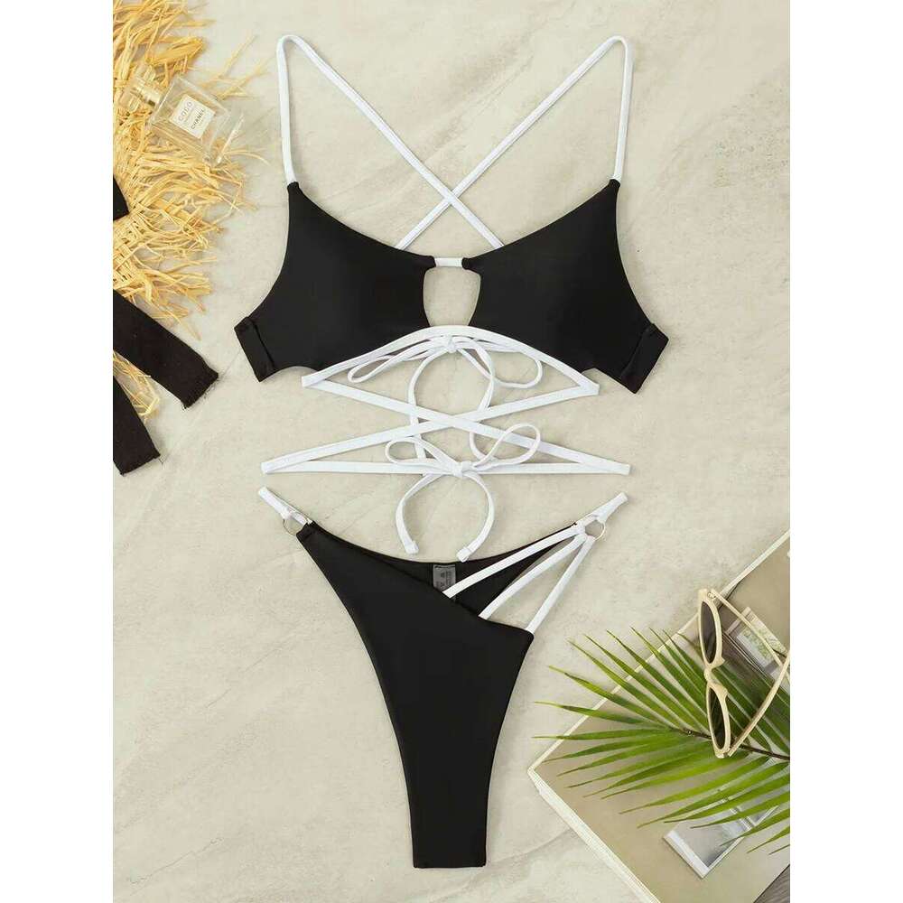 Asymmetric Mini Micro Thong Women Swimwear Female Swimsuit Two-pieces Bikini set Hollow Out Bathing Suit Swim Beach wear XJ260206