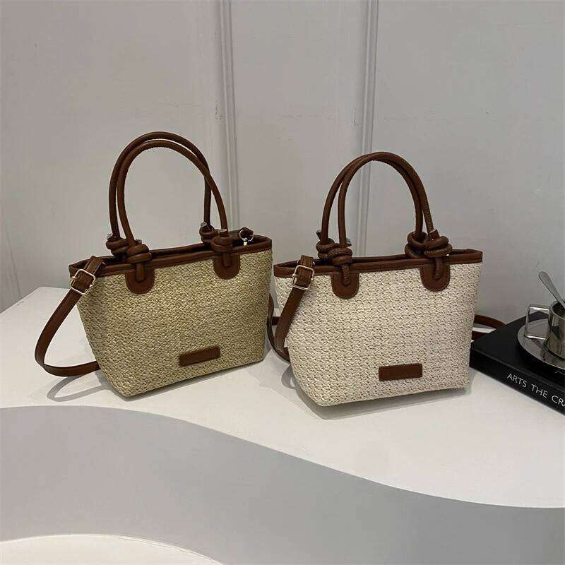 New Straw Woven Crossbody For Women Vacation Bucket Shoulder Bags Summer Seaside Beach Handbags Y260205