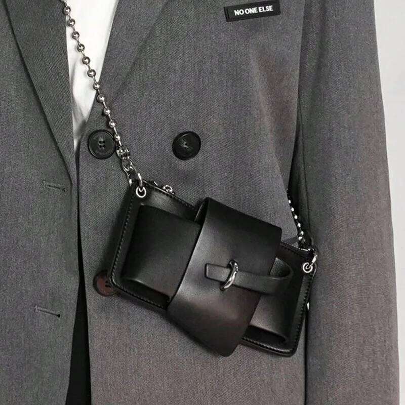 Bead Chain Women's PU Mobile Phone Crossbody For Daily Commute Office Work Solid Color Shoulder Bag Lady Purses Y260205