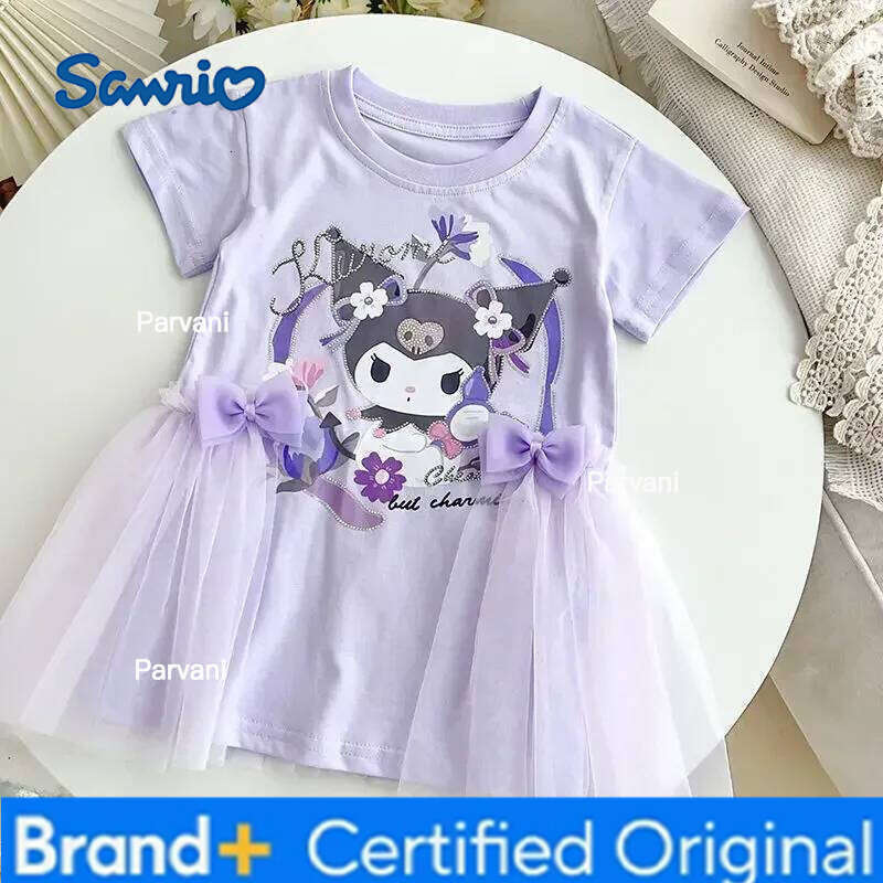 Sanrio kuromi children girl short sleeve hello kitty T-shirt dress summer cute cartoon princess skirt H260206 - view 3