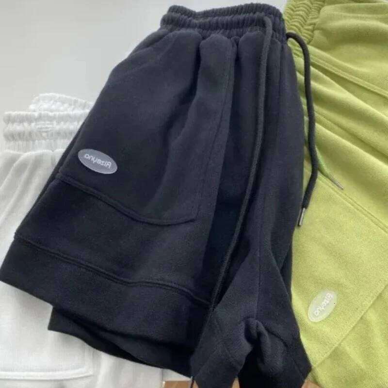 2025 Women's Comfortable Loose Wide-legged Drawstring A Pants Waist Slim Fit Casual Home Versatile Sports Shorts New XJ260206
