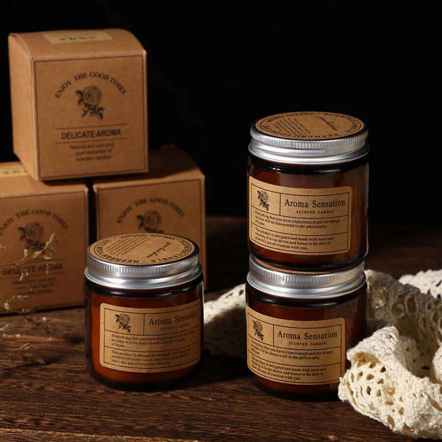 1pc Brown Glass Cup Aromatherapy Candle Smokeless scented candle Suitable for Home Decoration Birthday Valentine's Day Gift H260205