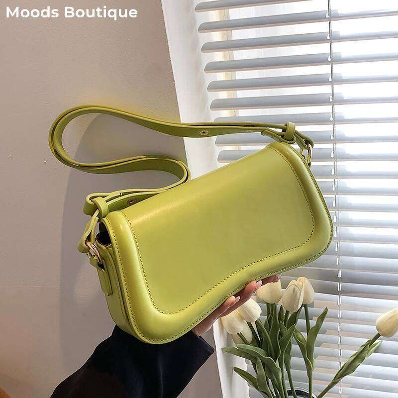 MOODS Flap Crossbody Bags For Women Pure Color PU Leather Armpit Shoulder Bag 2023 Latest Fashion Small Saddle Handbags Female Y260205
