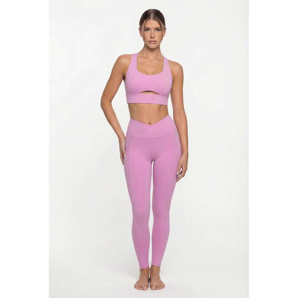 New Yoga Wear Shockproof Sports Bra Summer Barely There Lift Hip Slimming Breathable Nine-point Pants Fitness Two-piece Set Women