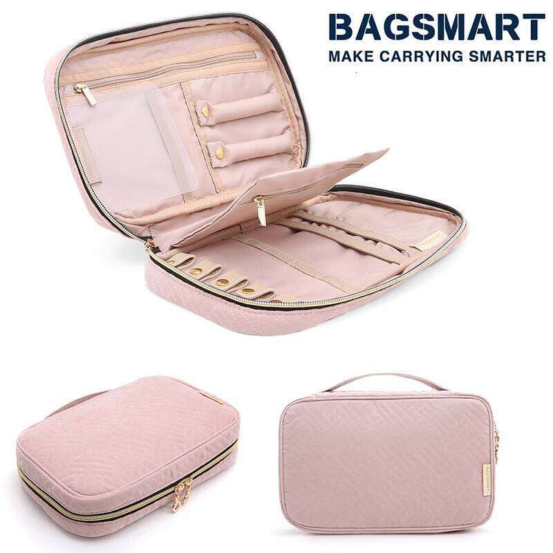 BAGSMART Organizer Case Women Waterproof Travel Jewelry Storage Bag for Necklace Earrings Rings Bracelet Holder Y260206