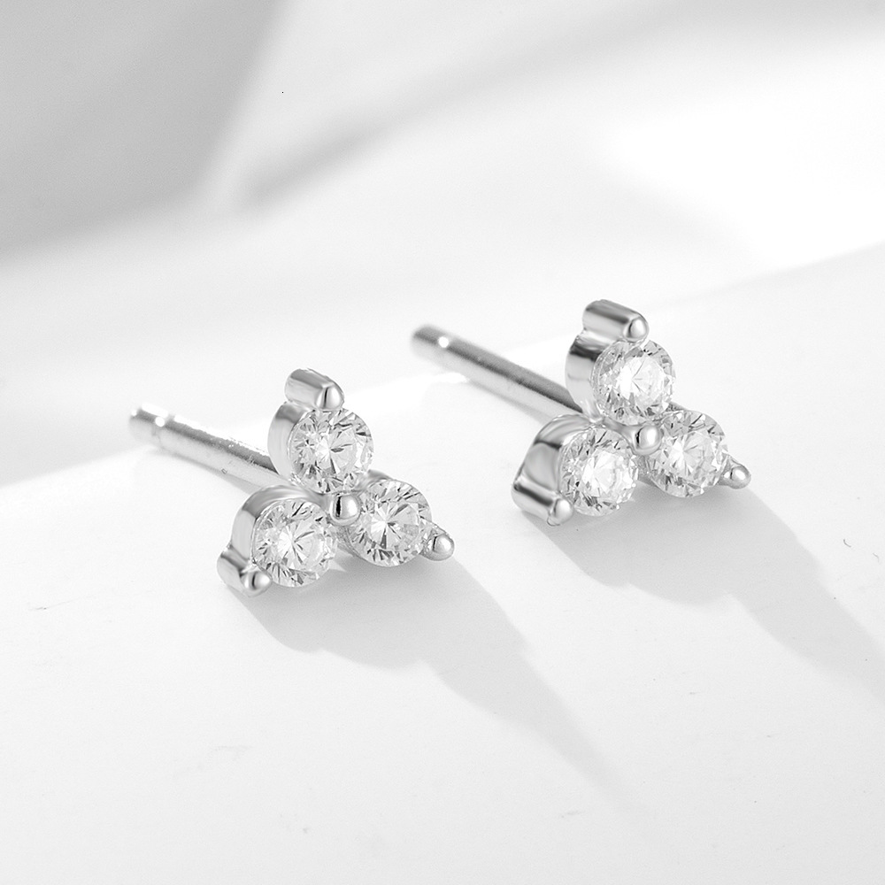 s925 sterling silver diamond-studded earrings, elegant and light luxury ins-style floral micro-inlaid zircon geometric earrings
