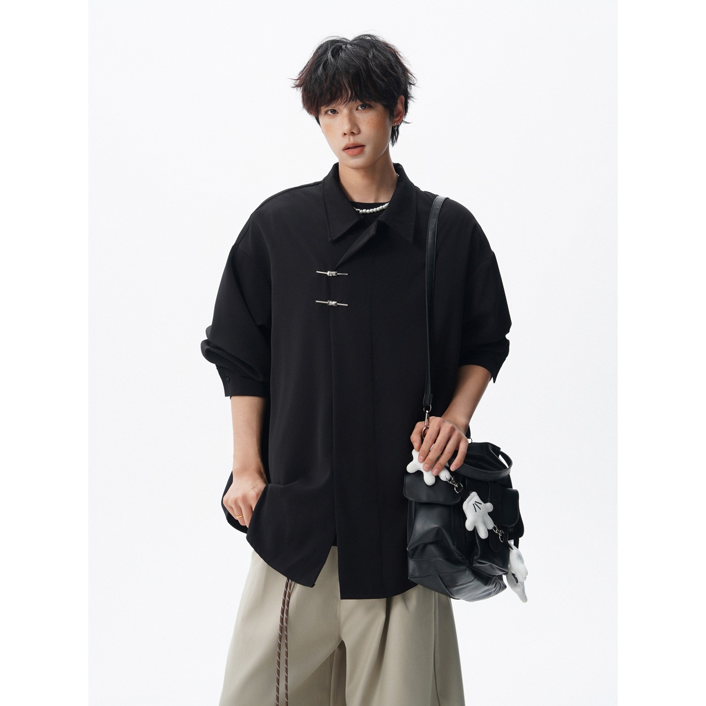 2026 New Chinese Style Long Sleeve Shirt Men Plus Size M 8XL Trendy Fashion Tang Suit Shirt Black White and Red