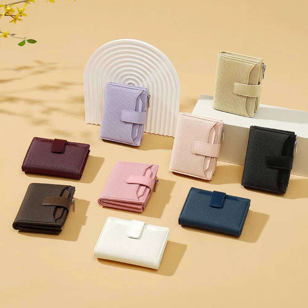 Fashion High-capacity Short Wallet PU Leather Waterproof Coin Purse Wear-resisting Solid Color Card Bag Girl Y260206
