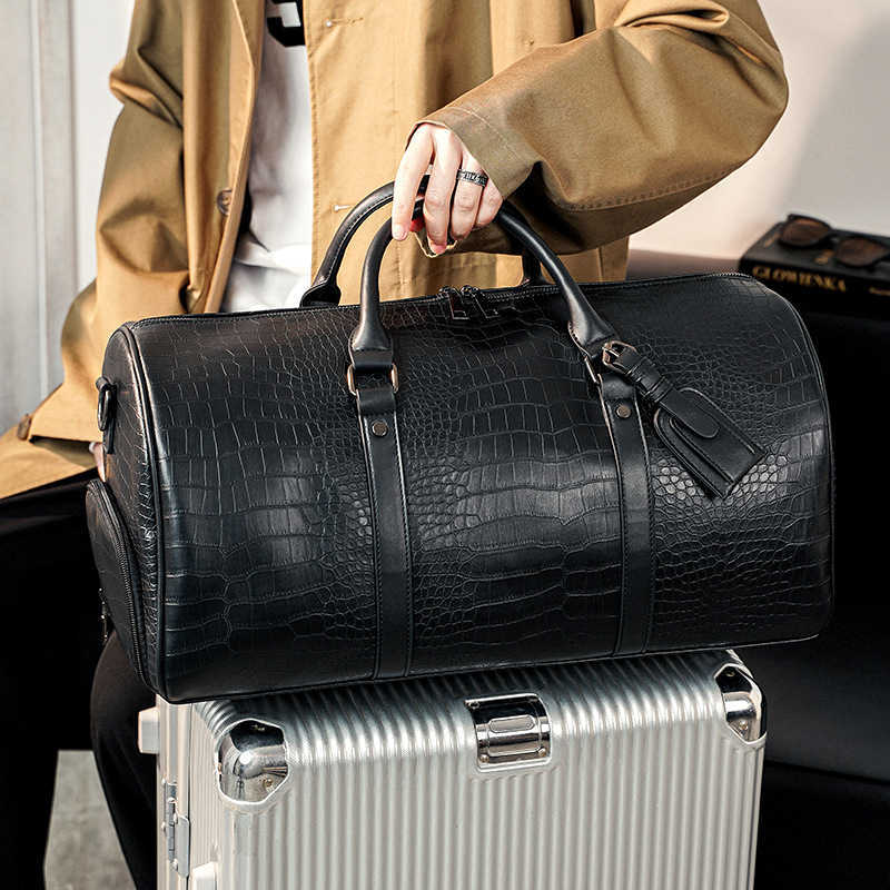 Stylish Large-Capacity Travel Bag Trendy Vintage Luggage Bag Separate Shoe Compartment Gym Bag Dry/Wet Separation Shoulder Bag