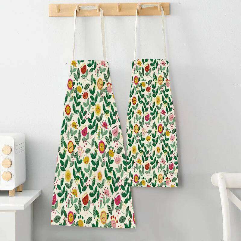 Nordic Simple Apron Clouds Home Cooking Baking Kitchen Aprons Fruit Leaves Coffee Shop Pinafores Cleaning Accessory 68-55cm S260205
