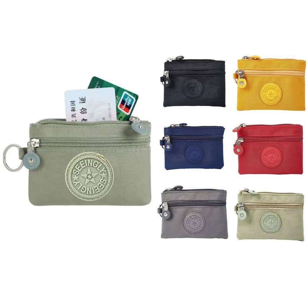 2023 New Durable Canvas Coin Purse with Key Ring Waterproof Wear-resistant Wallet Money Bag Male Female Credit Card Holder Y260206