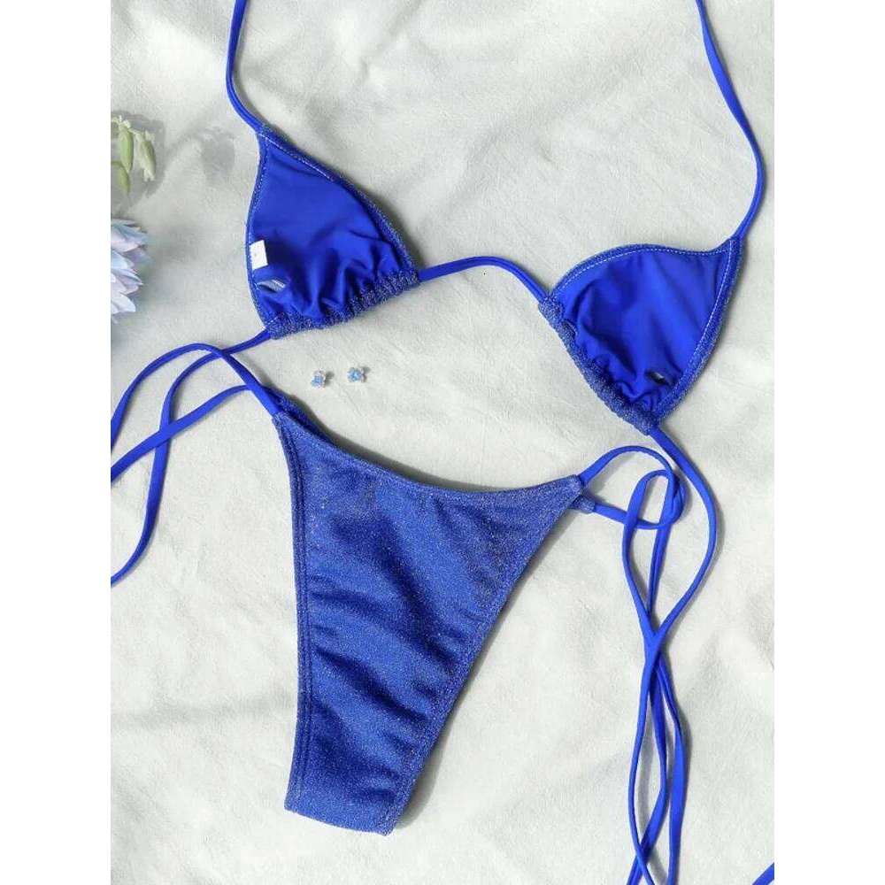 Miyouj Shiny Bikini Set Triangle Bikinis Bandage Swimsuit Women Two Piece Swimwear Summer Biquini New Beachwear Z260206