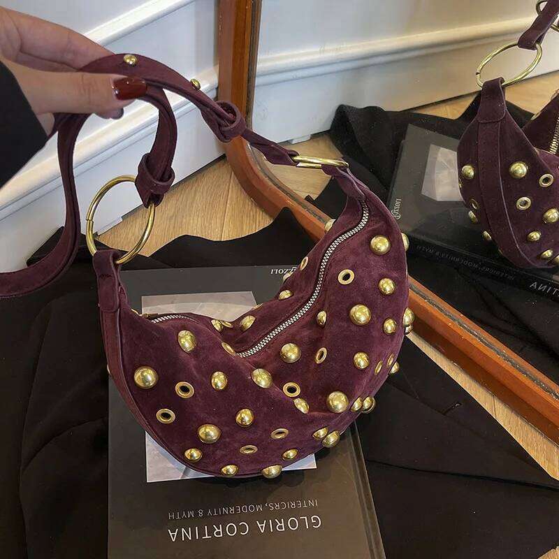 Suede Rivet Crossbody for Women Shoulder Bags Designer Bag Purse and Handbags Bolsos De Mujer Y260205