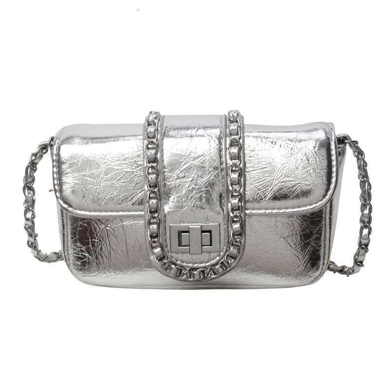 Silvery Luxury Handbags And Purse Women Flip Bags PU Leather Messenger Shoulder Female Chain Crossbody Bag Y260205