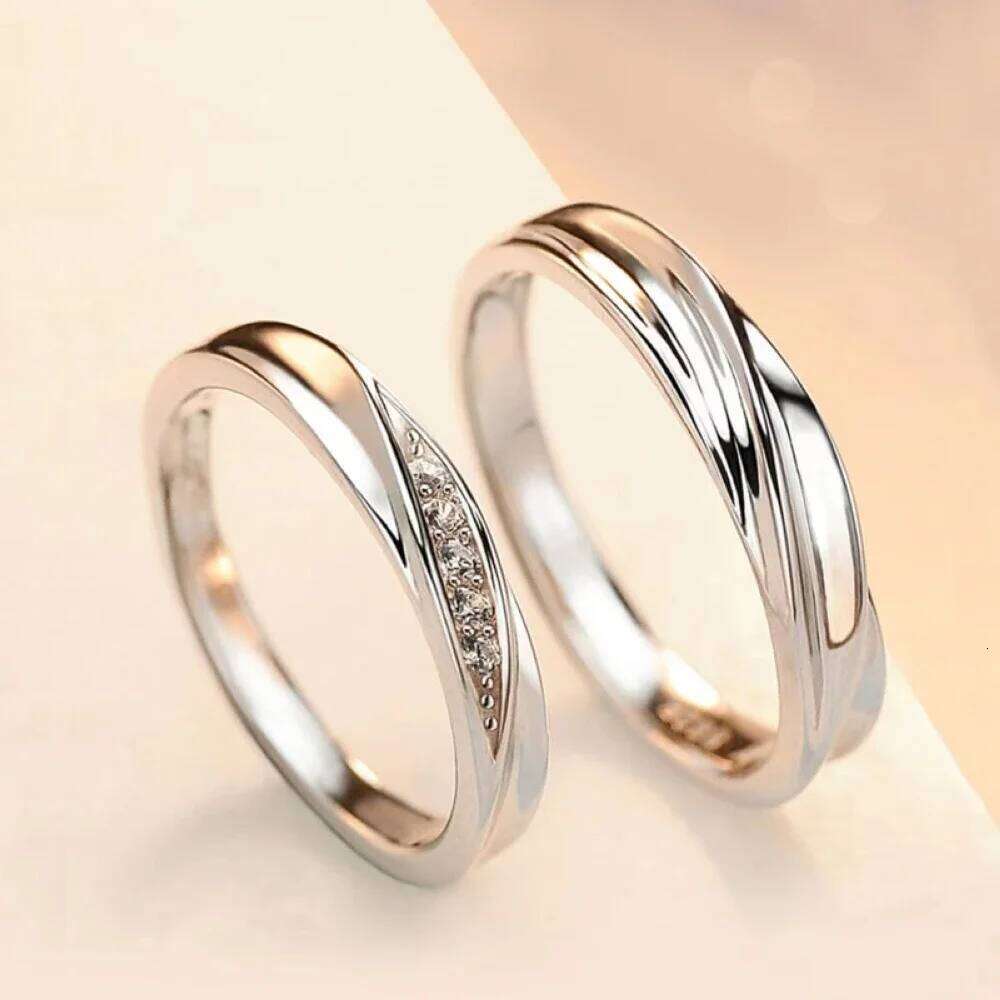 2025 Hot Sale Twist Zircon Adjustable Couple Rings Copper Plated Platinum Men Women Overlap Opening Finger Jewelry Drop Shipping W260206