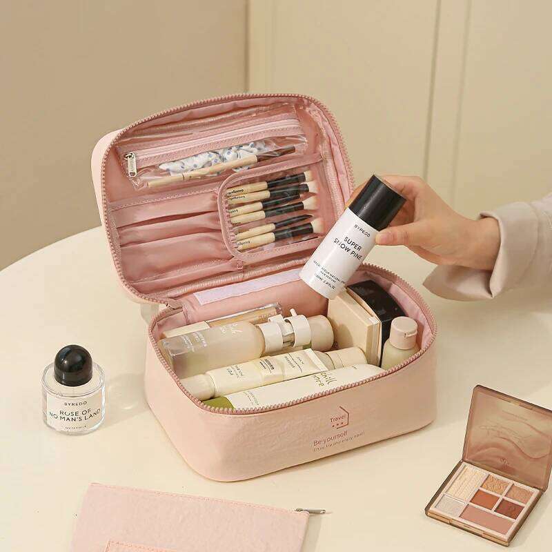 Taslon Portable Square Large Capacity Makeup Skincare Travel Storage Bag, Convenient to Carry Y260206