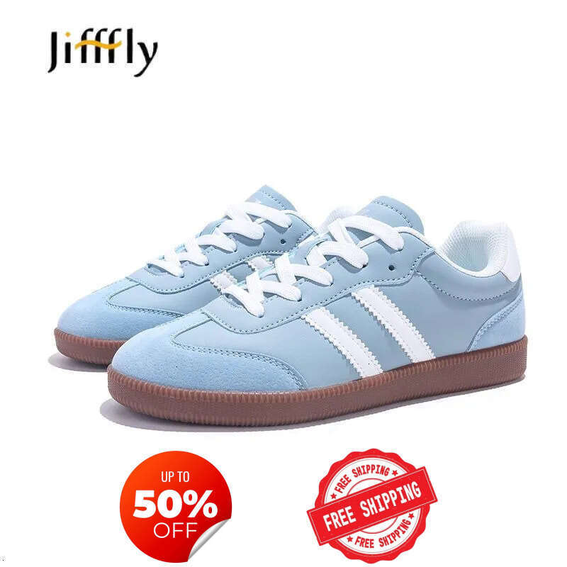 JIFFFLY Women's Blue Casual Skate Shoes 2025 Summer Height-Increasing Thick-Soled Versatile Commuting Student Sneakers
