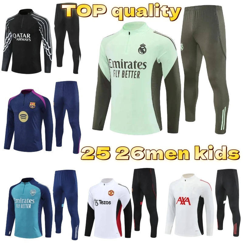 25 26 football tracksuit soccer jersey soccer tracksuit football jersey football kits Men and kids kit 2026 training suit jogging Survetement football