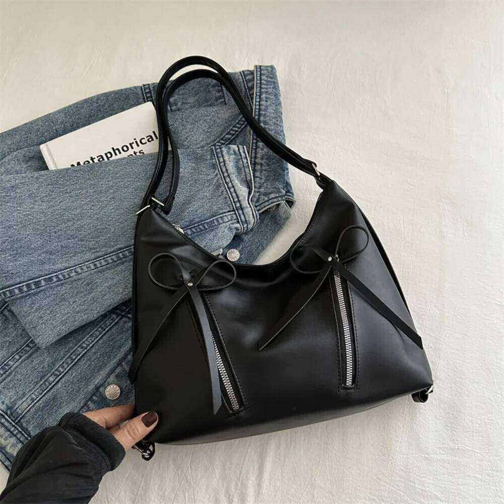 Large Capacity Shoulder Hot Sale Casual PU Leather Handbag Trendy Bowknot Commuting Bag Daily Life Y260205