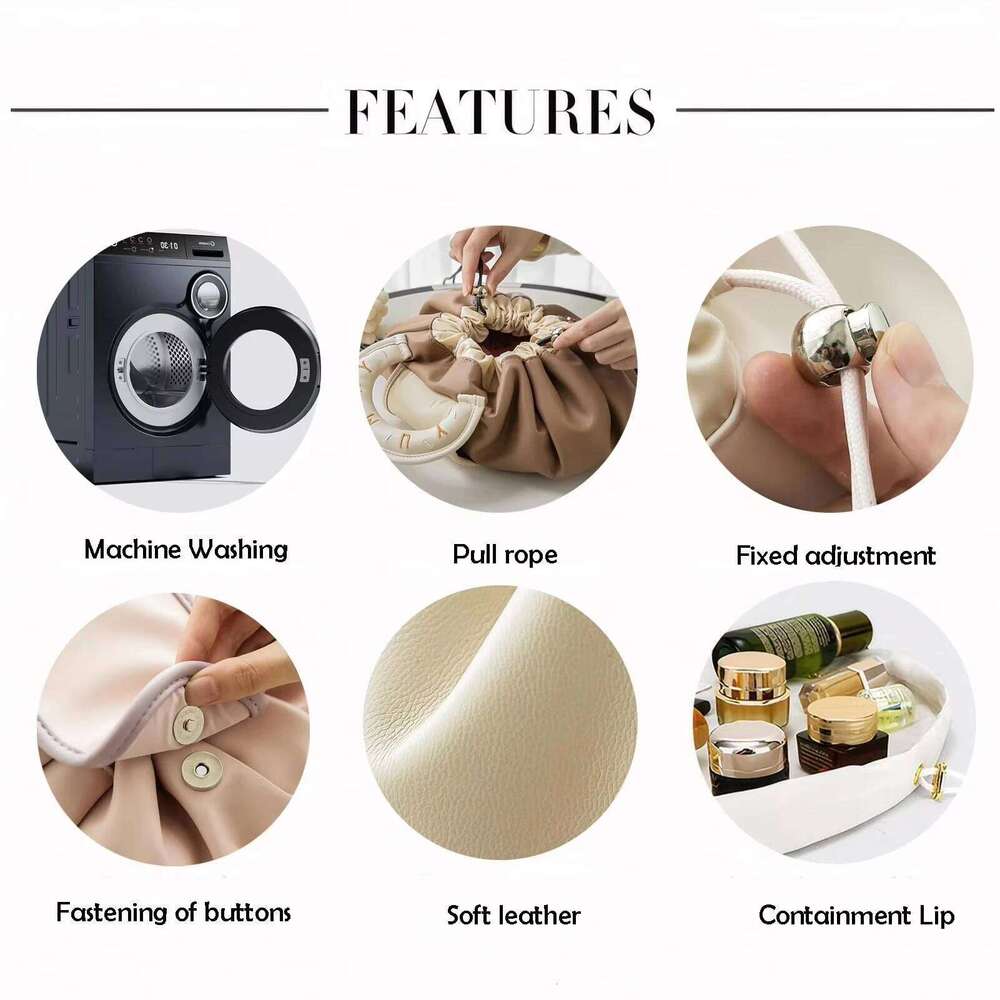 Portable Makeup Bag for Daily Use Fashion Women Large Capacity Travel Toiletry Bags Ladies Drawstring Cosmetic Storage Pouch Y260206