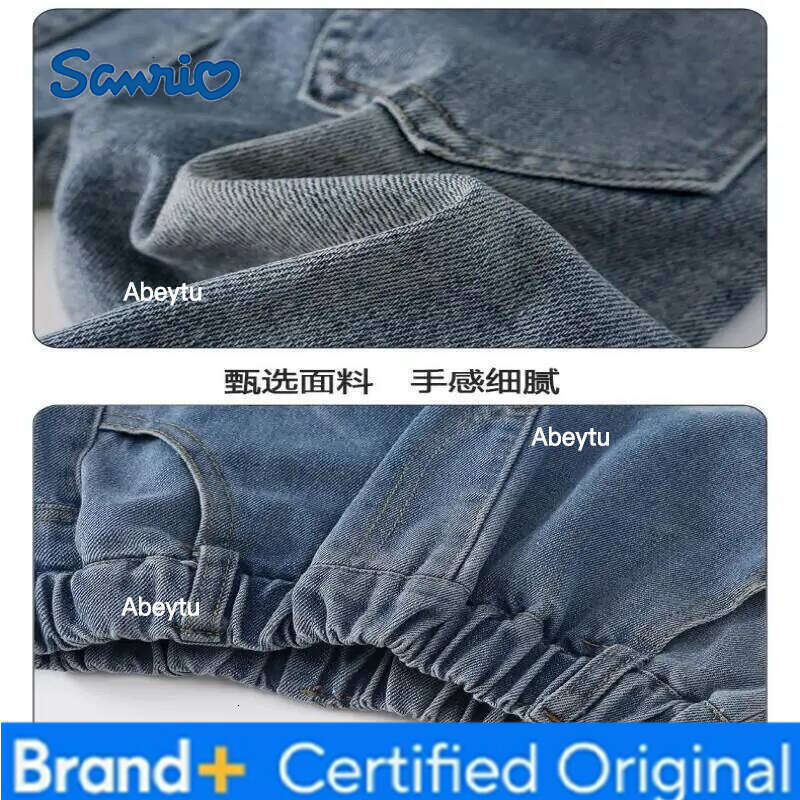 Sanrio Kuromi Hello Kitty My Melody Straight Leg Jeans for Girls Spring and Autumn Casual Wear Fashionable Style Denim Pants H260206