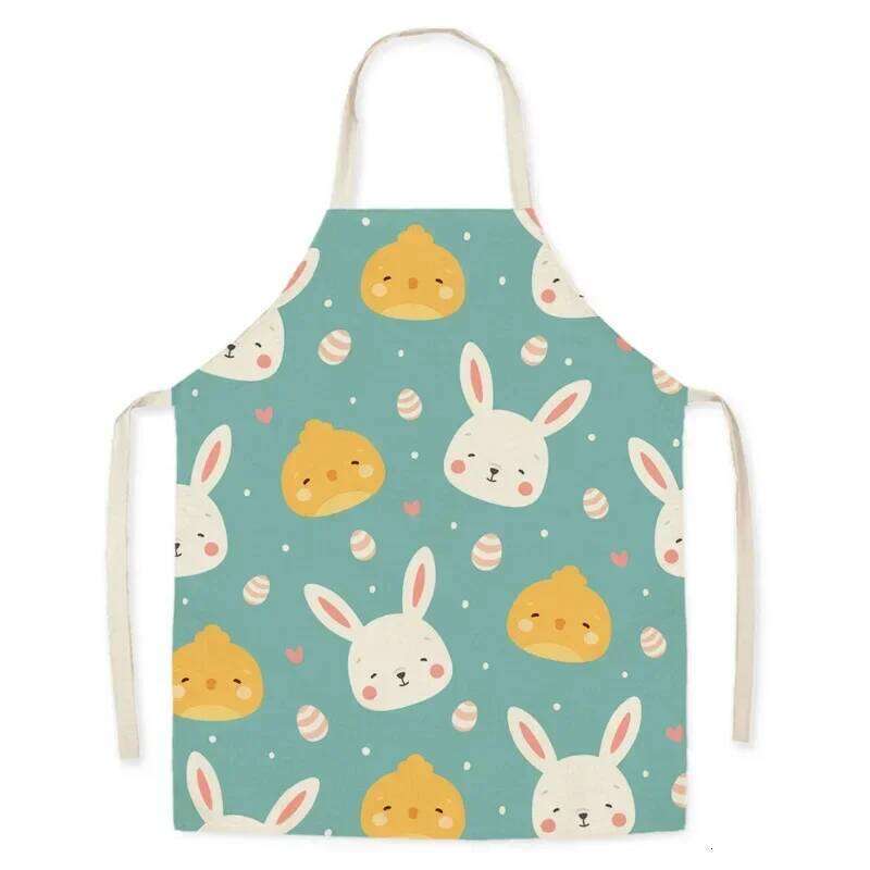 Colorful Rabbit Animal Home Linen Women's Kids Stain Resistant Apron Kitchen Cooking Baking Accessories S260205