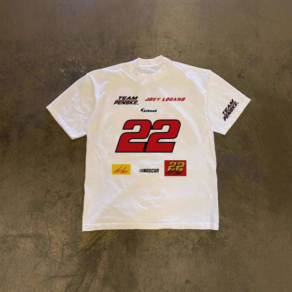 250g heavyweight pure cotton! American-style oversized number 22 printed couple's loose-fitting short-sleeve T-shirt for women and trendy men