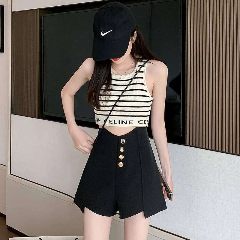 Korean Style High Waist Wide Leg Short Women's Spring Summer New Fashion Loose Slimming Versatile Outerwear Boot Pants XJ260206