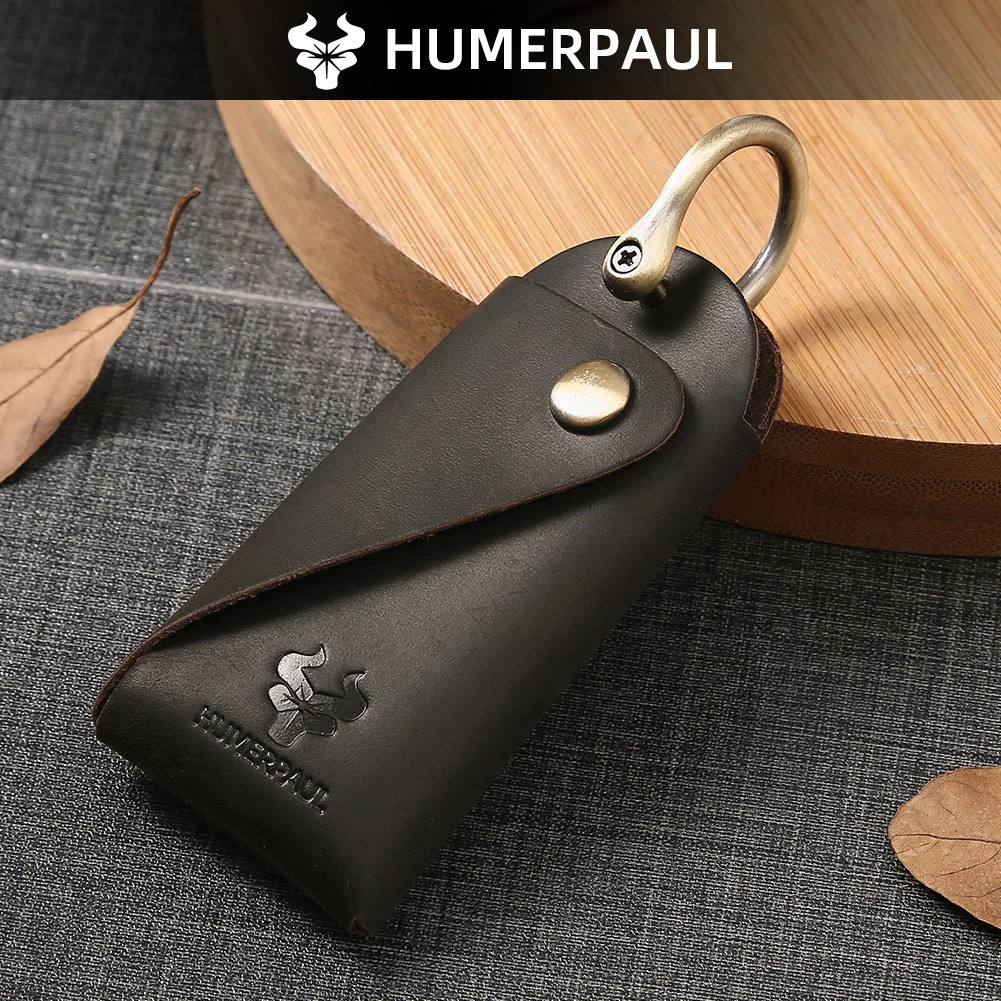 HUMERPAUL Crazy Horse Leather Keychain Men Women Key Organizer Pouch Top Quality Male Housekeeper Keys Storage Bag 260129
