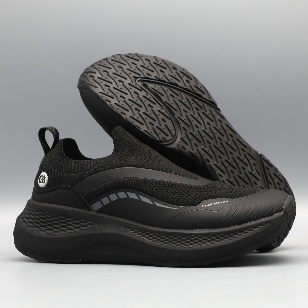 Men's Slip-On Soft Sole Running Shoes, New Breathable Mesh Shock-Absorbing Lightweight Thick-Soled Casual Sneakers