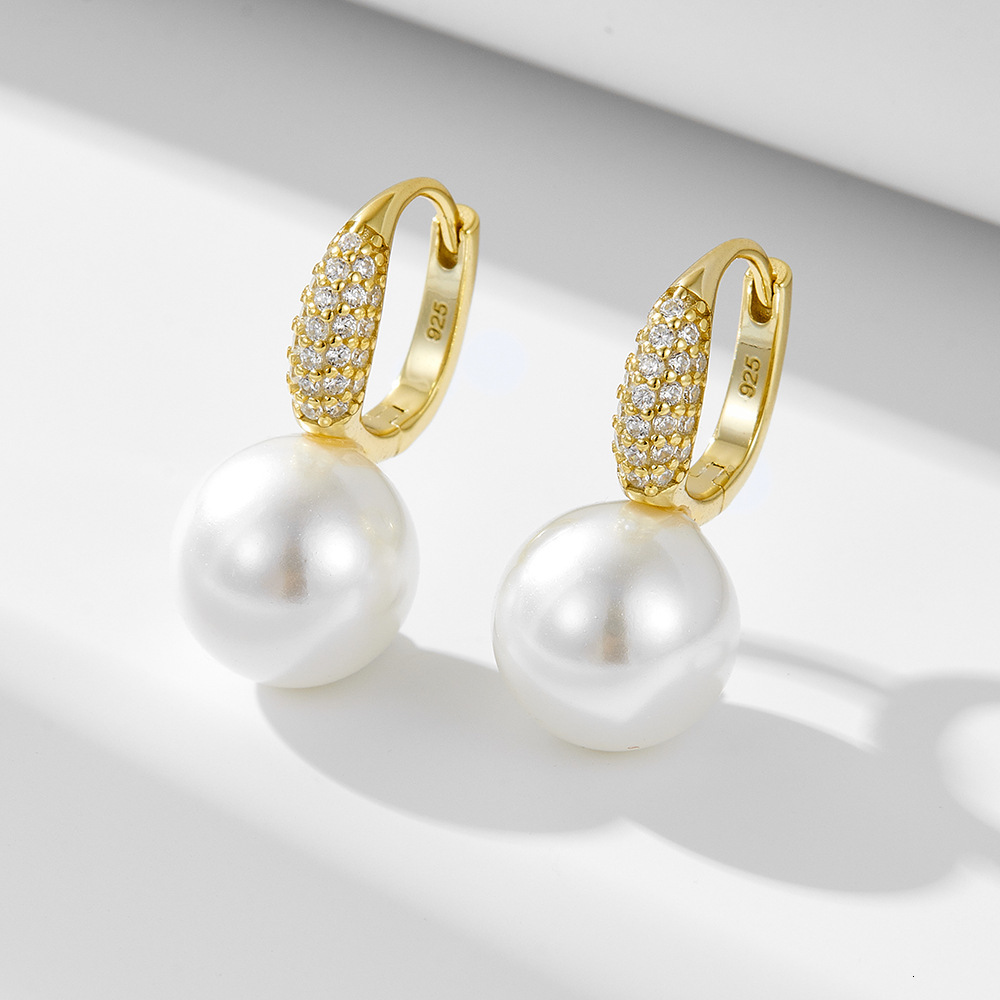 French-style sterling silver pearl earrings, fashionable, niche, simple, versatile, light luxury, elegant, high-end earrings