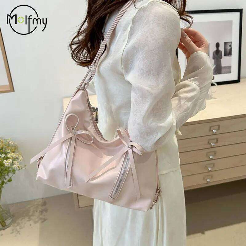 Trendy Shoulder Bag PU Leather Tote Bags Bowknot Large Capacity Casual Messenger Handbag Designer Handbags Purses Dropshipping Y260205