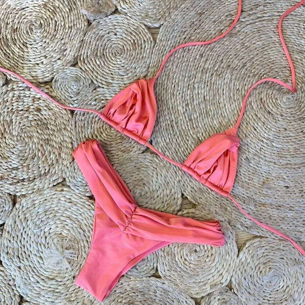 Bandage Bikinis Set Sexy Bikini Sets Solid Swimsuit Women Beachwear 2024 Summer Swimwear High Cut Bathing Suit Beach Biquinis Z260206