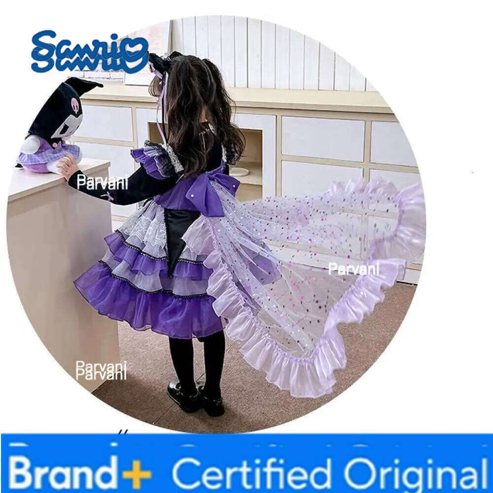 Sanrio Cute Lolita Kuromi Girls Kids Suspender s Anime Kawaii Student Dress Skirt Suit Soft Trendy Fashion Birthday Gift H260206 - view 6