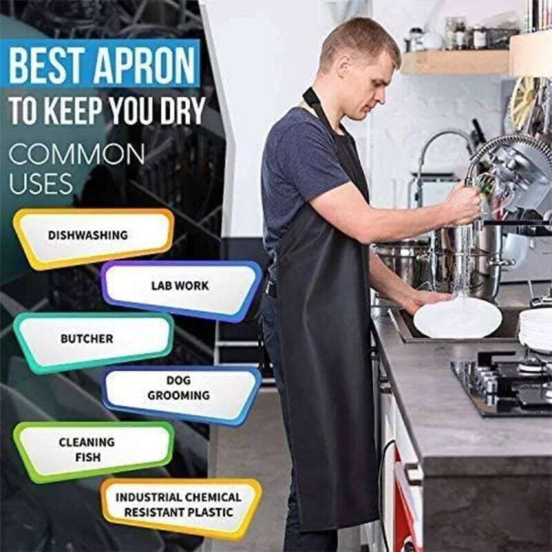 New Neck Adjustable Button Waterproof Apron Suitable for Both Men and Women Kitchen Dining Car Wash Shop Bib S260205