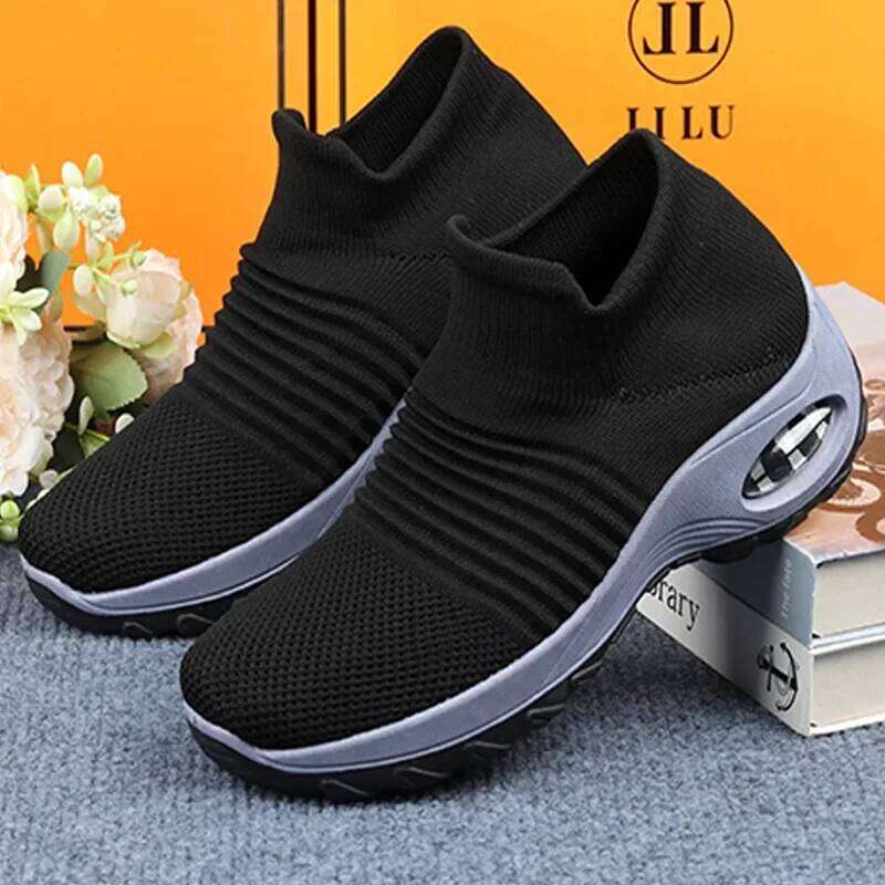 Women's One Step Mesh Breathable Arch Support Fashion Trendy Thick Bottom Training Sports Hiking Platform Shoes for Women