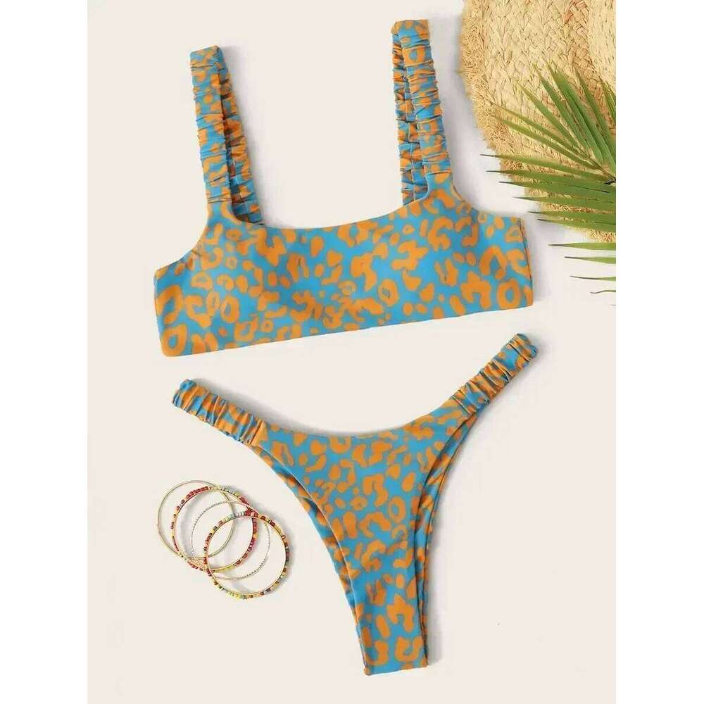 sexy micro bikini 2024 women orange leopard print push up padded thong swimsuit female cut out bathing suit swimwear biquini XJ260206
