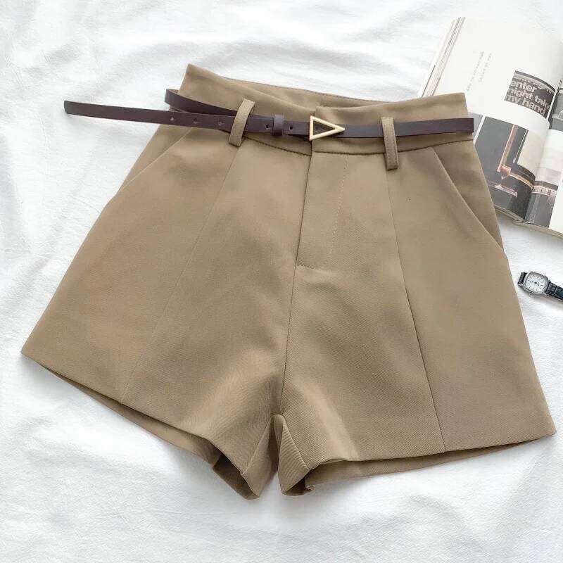 ITOOLIN Casual Women's A-line High Waist Short Chic Office Lady Shorts With Belted Vintage Female Trousers Spring Summer C260206