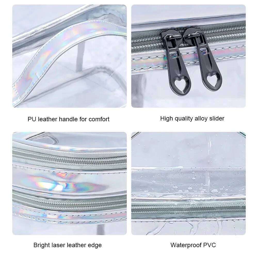 PVC Toiletry Bag Set, Double-Sided Transparent Travel Organizer Pouch for Women, Waterproof Plastic Cosmetic Case Y260206