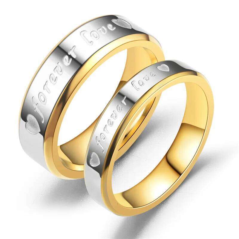 Promotions Women/Men Wedding Band Gold Plated Engagement Ring Stainless Steel Forever Love Couple's Size 6-12 W260206
