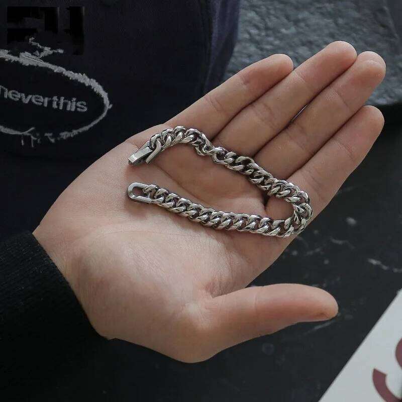 316L Stainless Bracelet for Men Women Hip Hop Cuban Male Metal Hand Chains Steel Wristband Jewelry 17/19/21 CM 26H0206