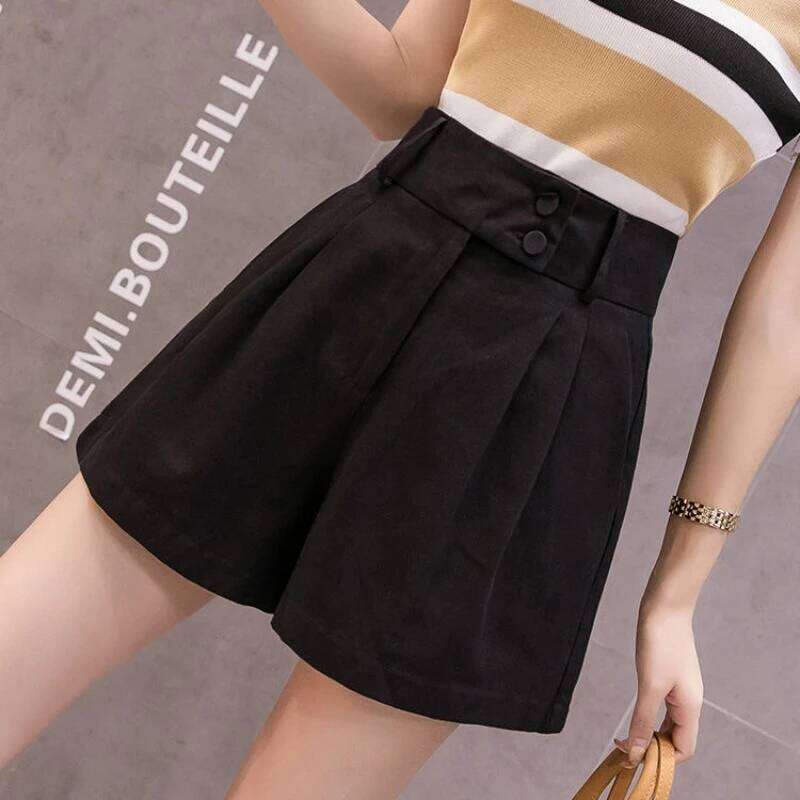 Women's Shorts Yellow Loose Wide High Waist Outdoor To Wear Comfy Streetwear Baggy Female Short Pants Aesthetic Harajuku Fashion XJ260206