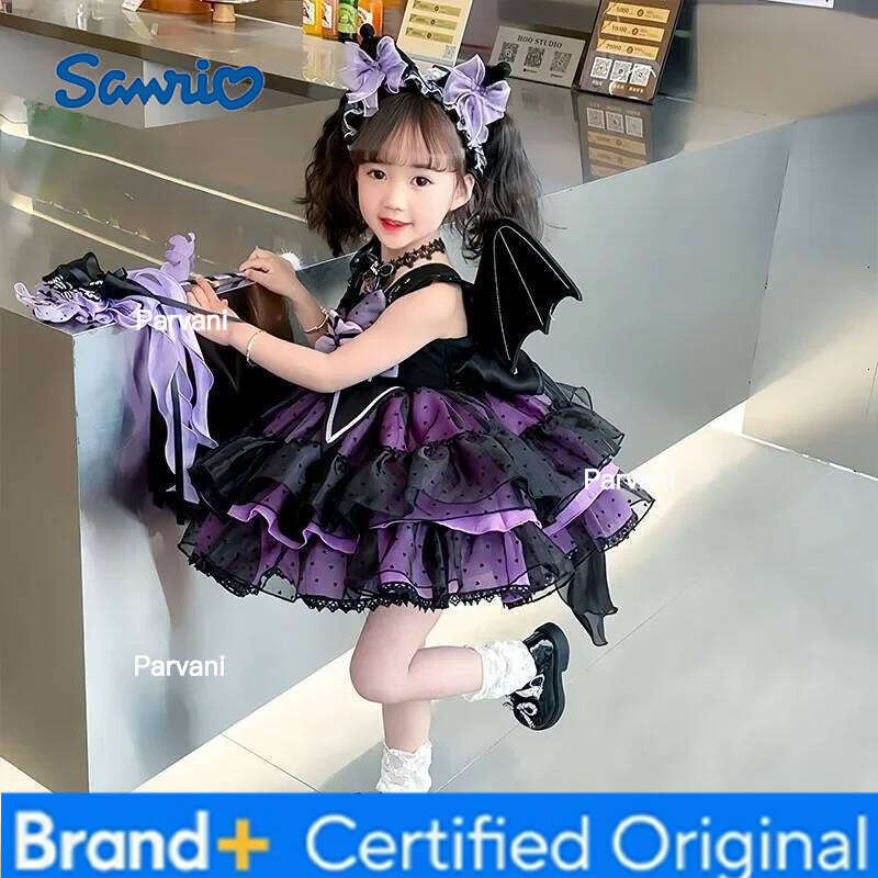 Sanrio Kawaii Kuromi Lolita Dress for Girls, Children's Clothes, Anime Skirt, Cartoon Girl, Birthday Gift, Small and Medium Sized, New H260206 - view 6