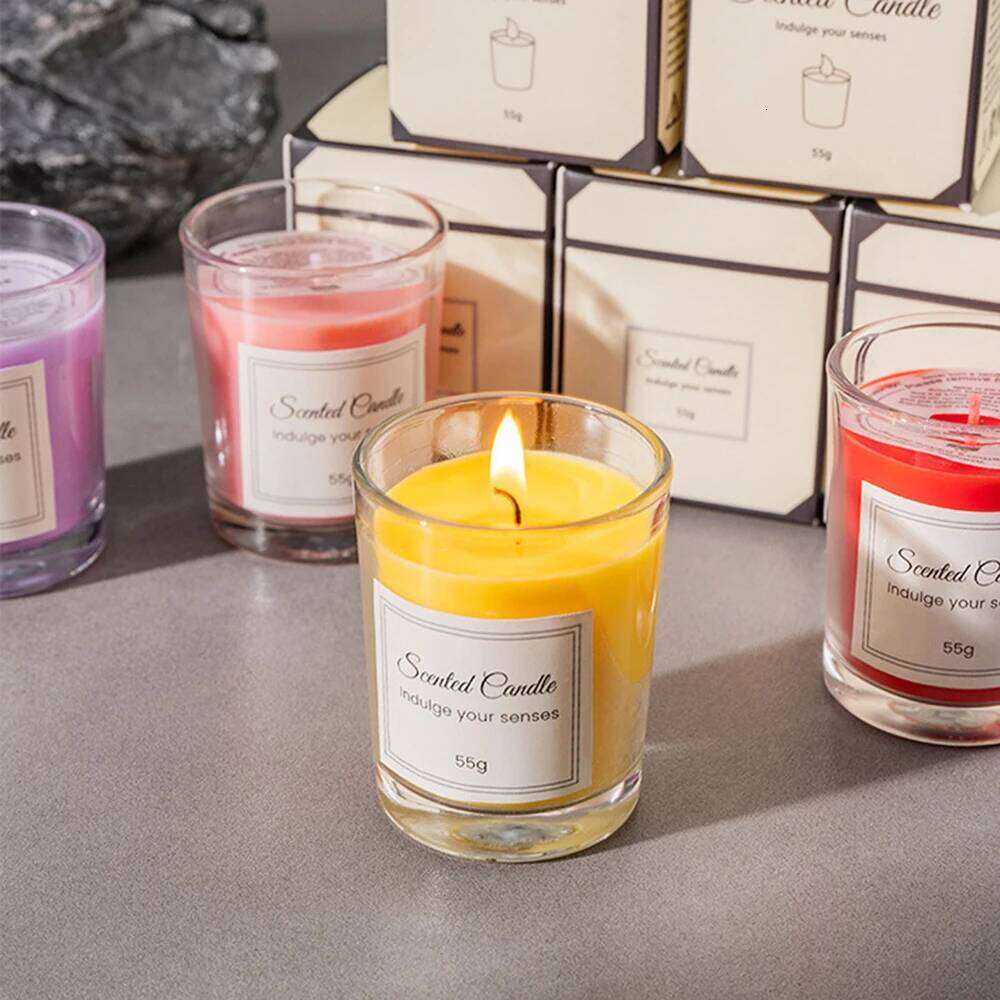 6pcs Set Aromatherapy Home Decoration Creative Birthday Wedding Gift Multicolour Glass Fragrance Soybean Scented Candles S260205