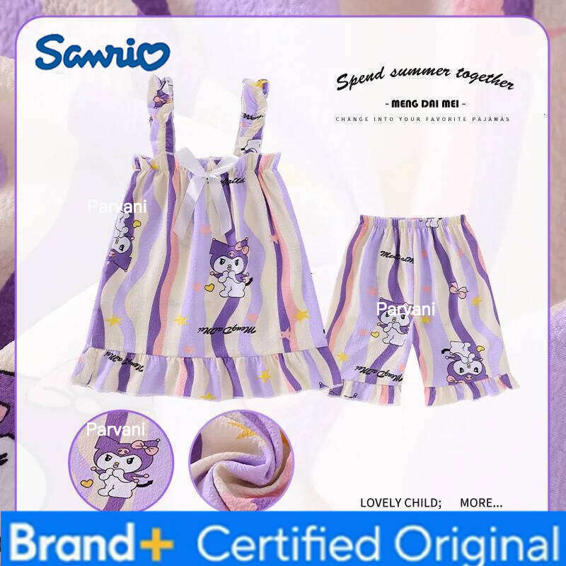 Sanrio Girls Pajamas Summer Style Cute Cartoon Design Loose Thin Comfortable Outdoor Wear Ideal for Home Use H260206 - view 3