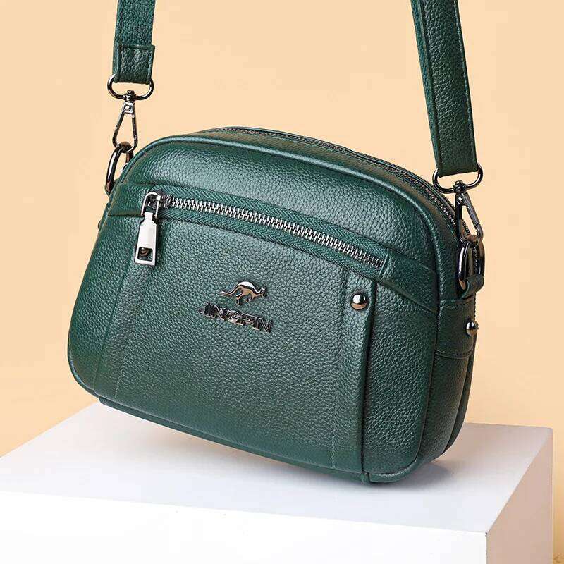 Women's Crossbody Water-Resistant Solid Color Square Shoulder Bag, Three Layer Zipper Closure Phone Purse Pouch for Women XJ260129