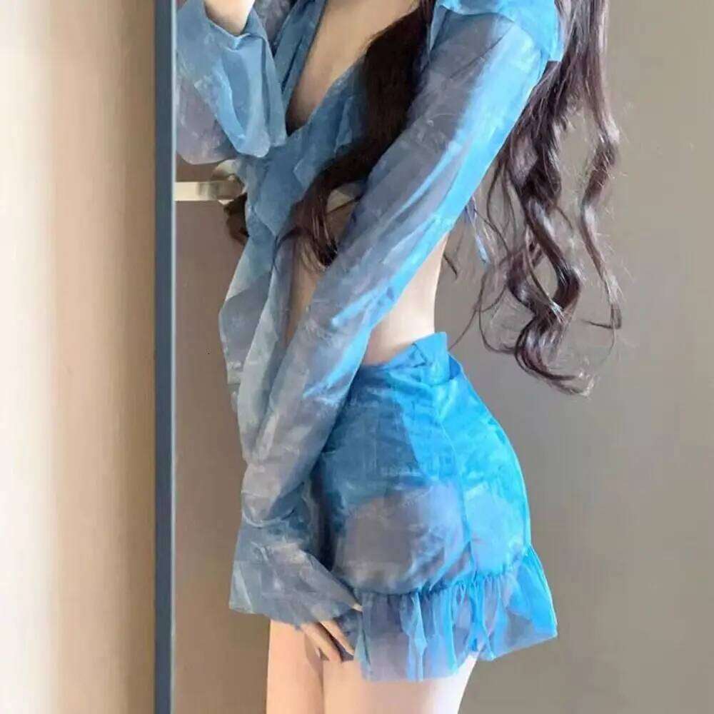 Trendy Sexy Design Halter Neck Split 4-Piece Set Long Sleeve Slimming Fit Two-Piece Bikini Beach Z260206